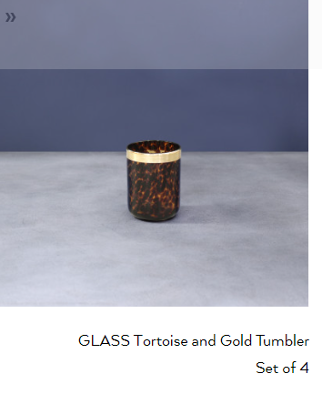 Beatriz Ball GLASS Tortoise and Gold Tumbler Set of 4