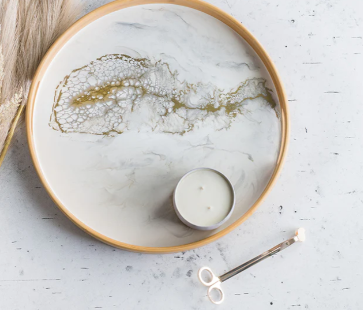 Round Bamboo Resin Serving Trays