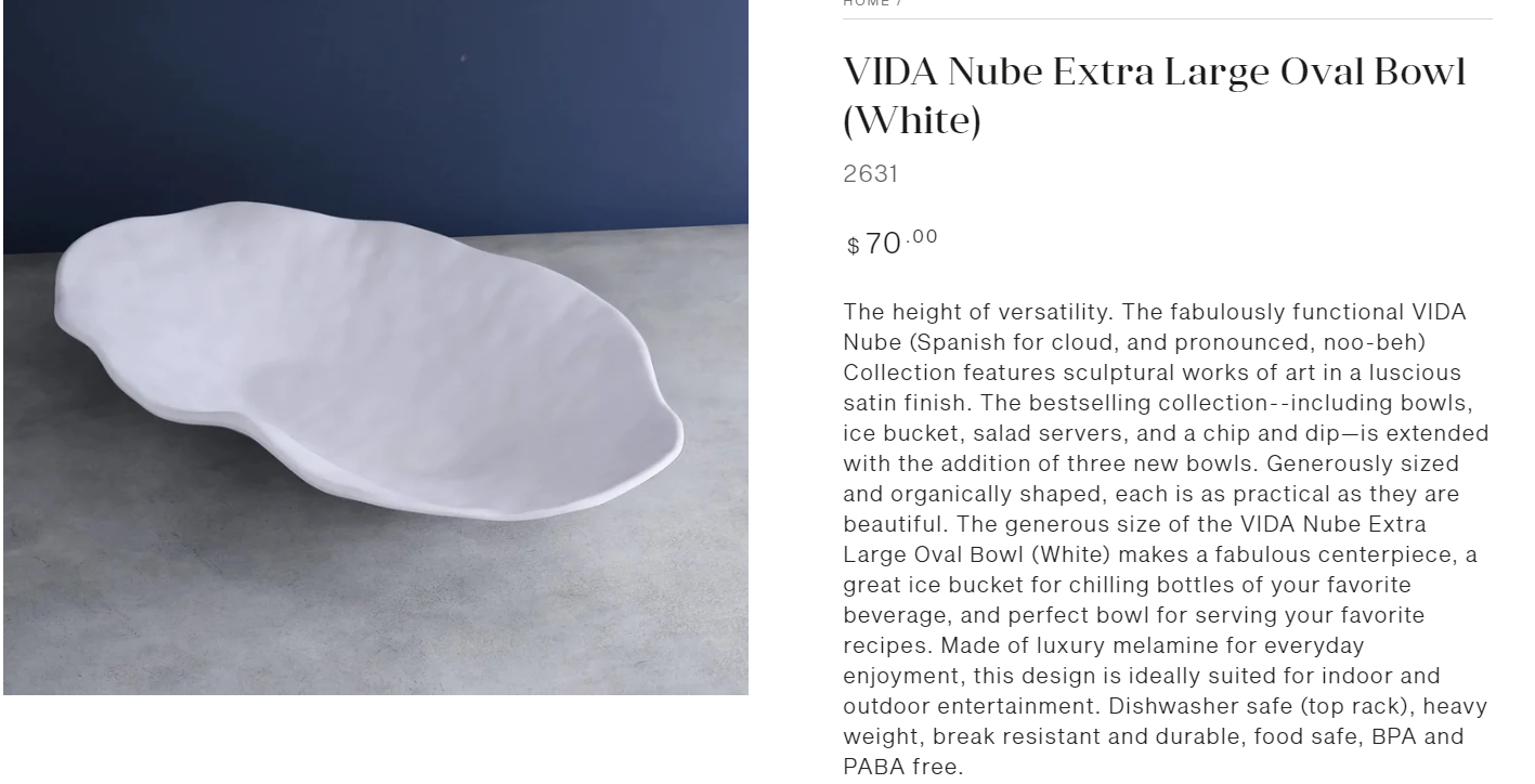 Beatriz Ball Vida Nube Extra Large Oval Bowl White