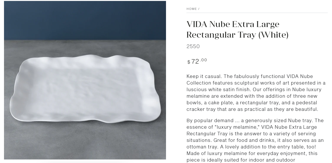 Beatriz Ball Vida Nube Extra Large Rectangular Platter White