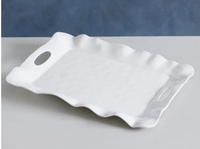 VIDA Havana White Rectangular Tray with Handles