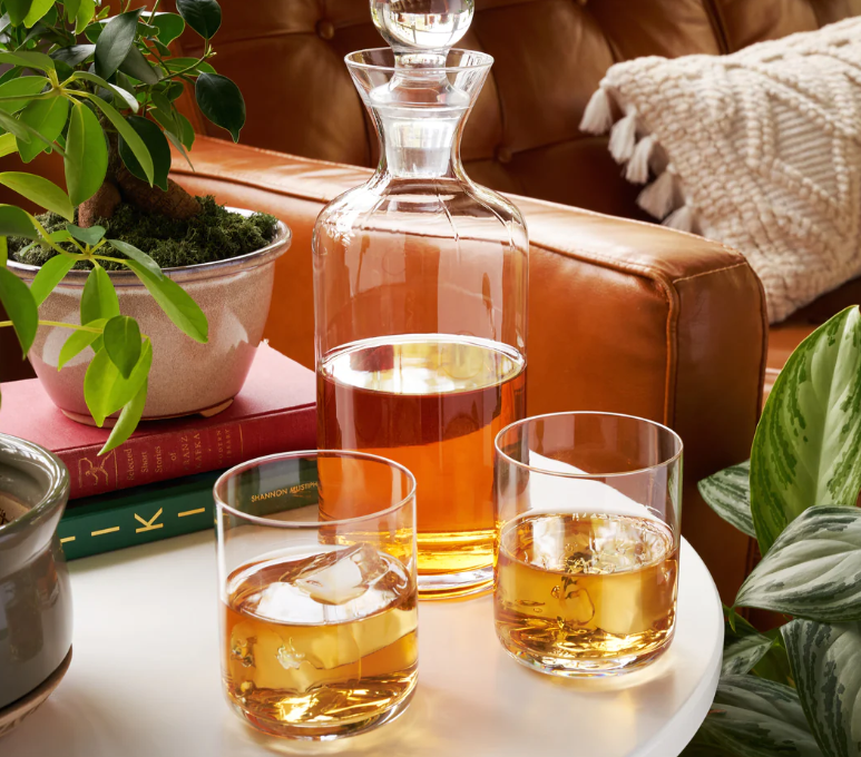 RAYE MODERN CRYSTAL LIQUOR DECANTER AND TUMBLER SET