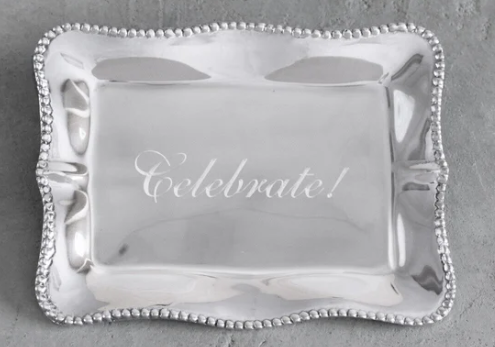 Beatriz Ball Pearl Denisse Rectangular Engraved Tray "Celebrate!"
