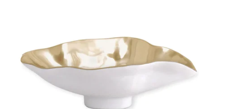 Beatriz Ball THANNI Maia Small Oval Bowl (White and Gold)