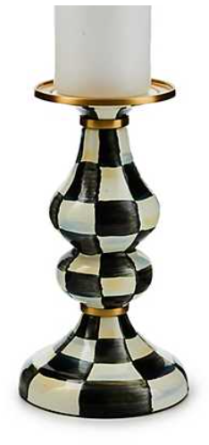 Mackenzie Childs Courtly Check Medium Pillar Candlestick