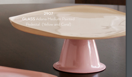 Beatriz Ball GLASS Adana Medium Painted Pedestal  (Yellow and Coral)