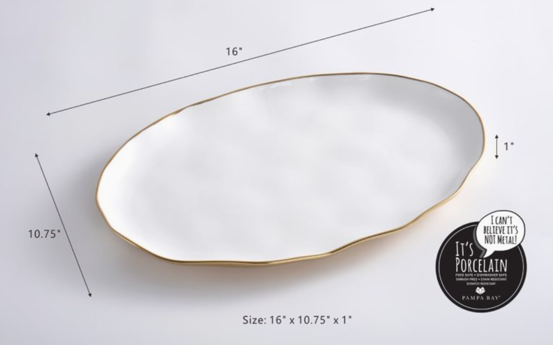 Pampa Bay Oval Platter White/Gold