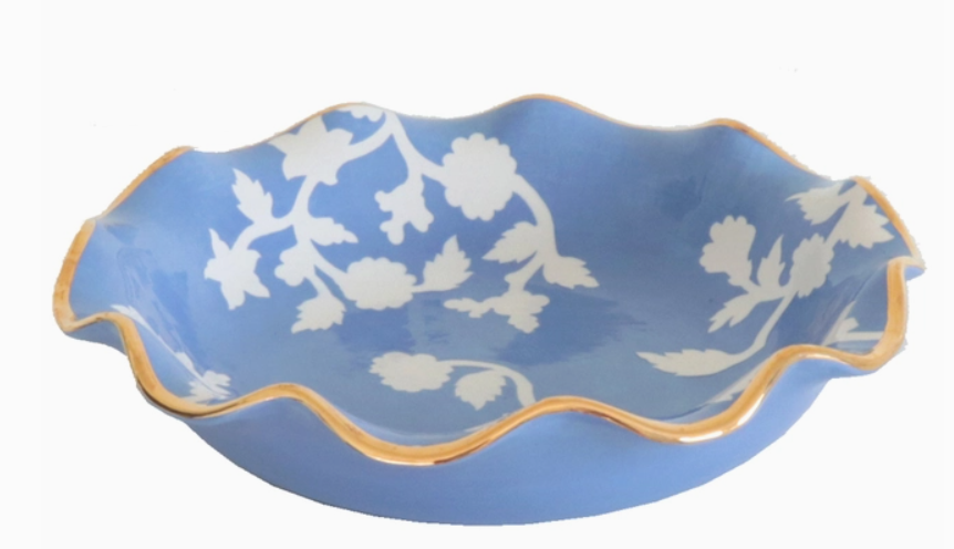 Chinoiserie Dreams Scalloped Bowls with 22K Gold Accent