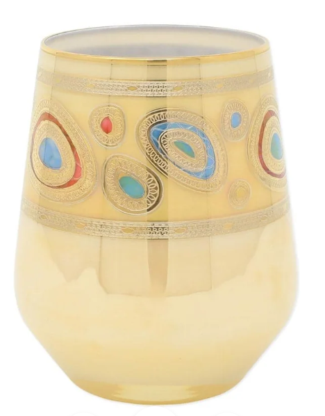VIETRI REGALIA STEMLESS WINE GLASS CREAM