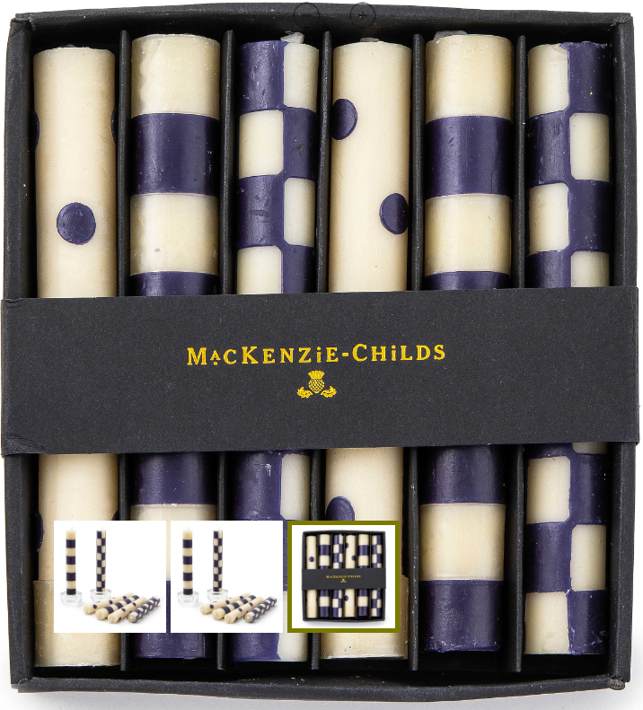 MacKenzie Childs Mini Royal Dinner Candles, Set of 6