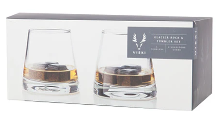 Viski 8-Piece Glacier Rocks Soapstone Cube and Tumbler Set