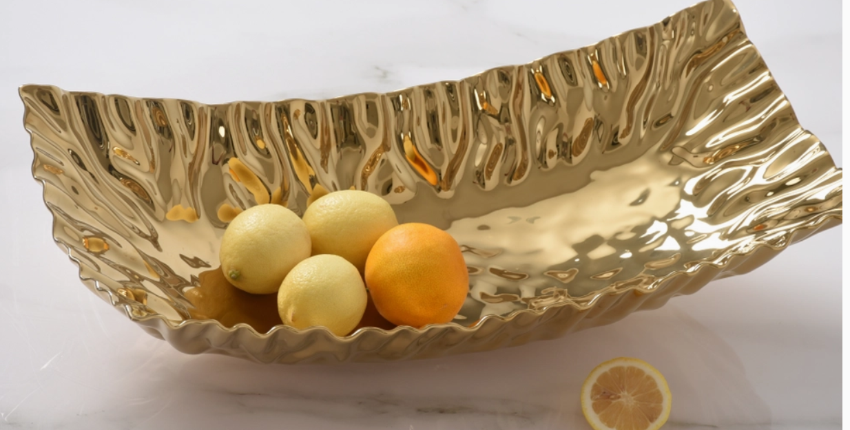 Pampa Bay Gold Rectangular Centerpiece Bowl
