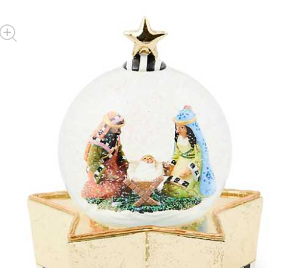 MaKenzie Childs Patience Brewster Nativity Snow Globe