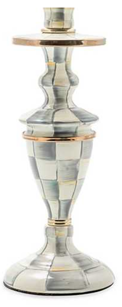 Mackenzie Childs Sterling Check Medium Enamel Candlestick