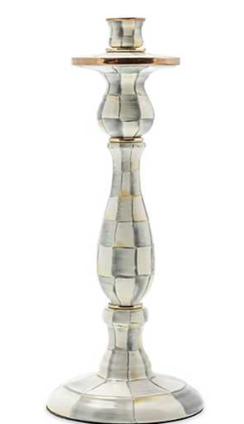 Mackenzie Childs Sterling Check Large Enamel Candlestick