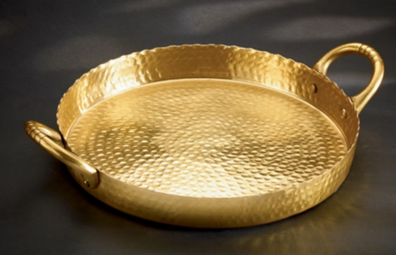Gilded Hammered Handle Tray