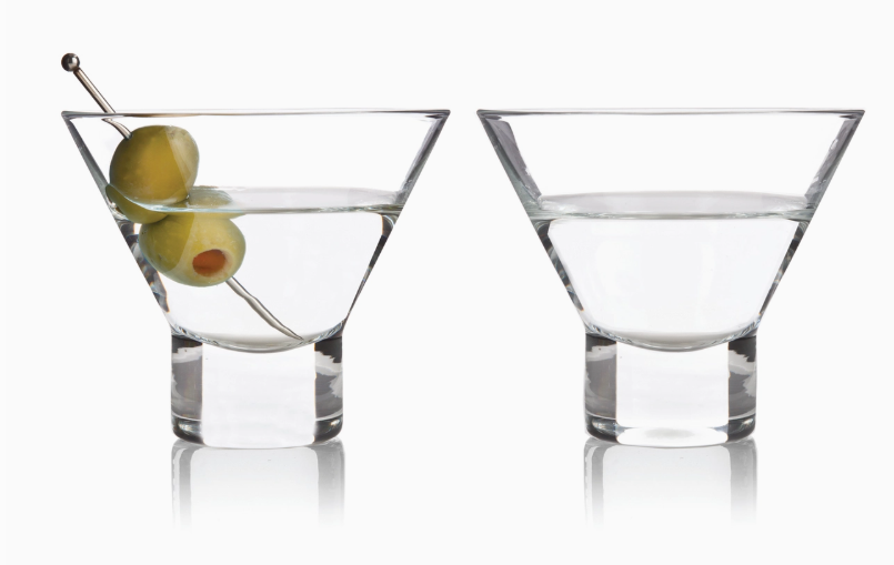 Viski Raye™ Heavy-Base Stemless Crystal Martini Glasses - Set of 2