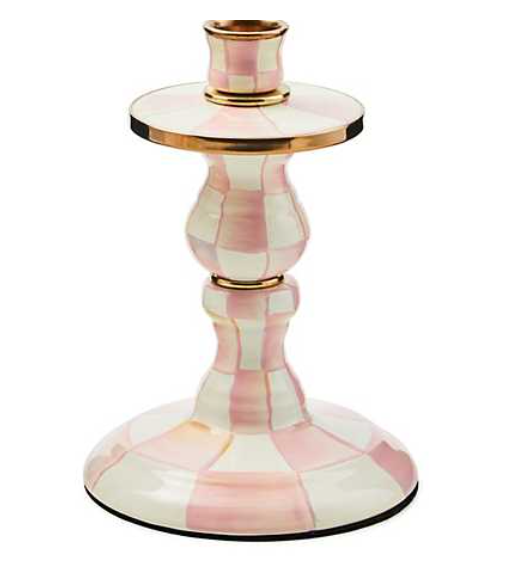 Mackenzie Childs Rosy Check Short Candlestick