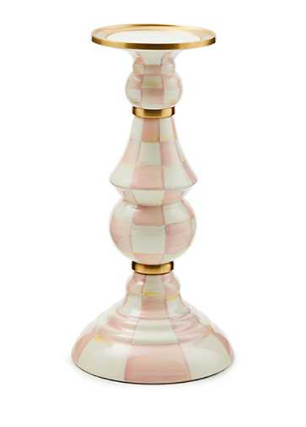Mackenzie Childs Rosy Check Tall Candlestick