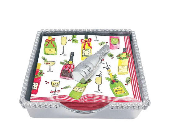 Mariposa Beaded Napkin box with Champagne Weight