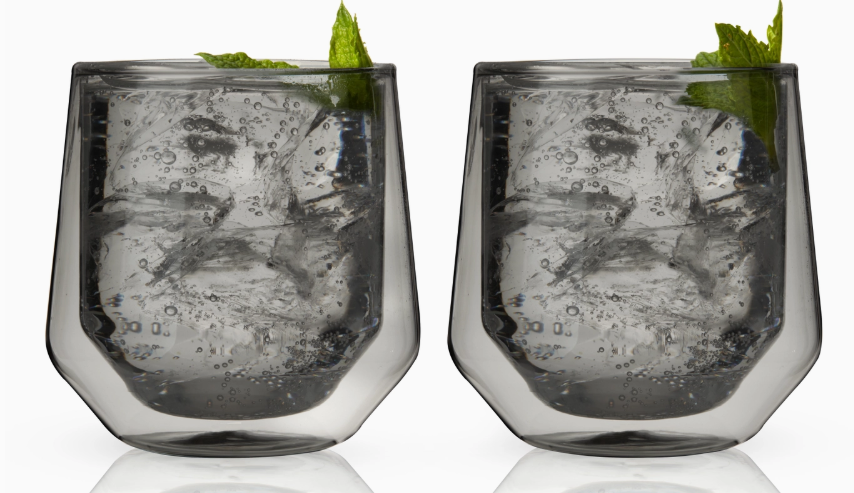 Aurora Double Walled Glass Tumblers - Smoke - Set of 2