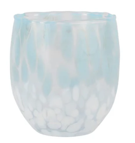 Nuvola Light Blue and White Stemless Wine Glass