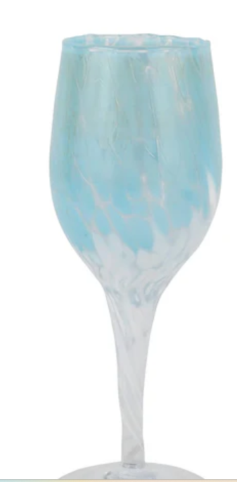 Nuvola Light Blue and White Wine Glass