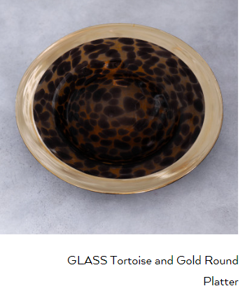 Beatriz Ball GLASS Tortoise and Gold Round Platter
