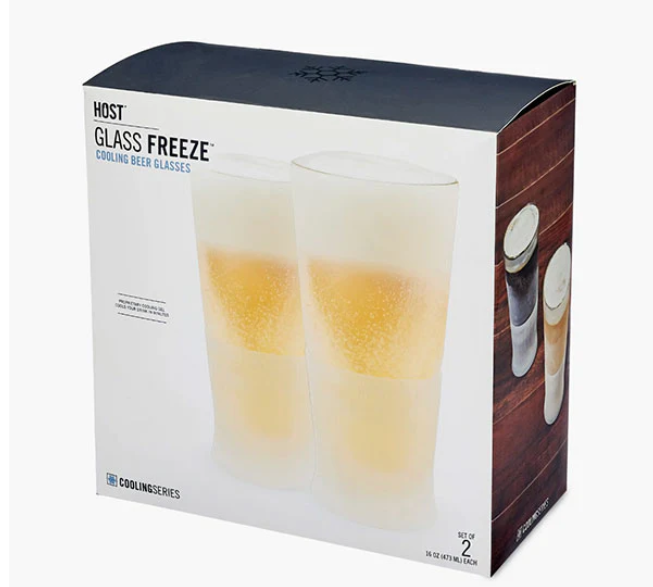 GLASS BEER FREEZE™ COOLING CUPS, SET OF 2