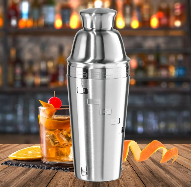 Oggi Barware Dial-A-Drink 34 Oz Stainless Steel Cocktail Shaker