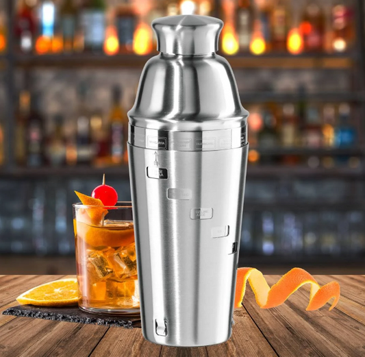 Oggi Barware Dial-A-Drink 34 Oz Stainless Steel Cocktail Shaker
