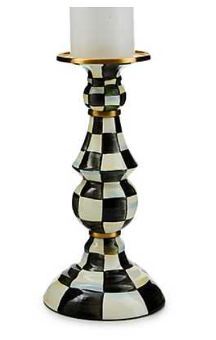 Mackenzie Childs Courtly Check Large Pillar Candlestick