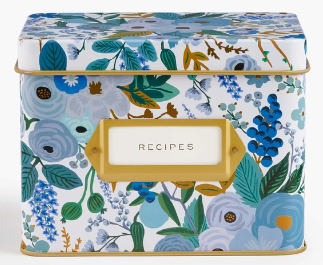 Rifle Recipe Box GARDEN PARTY BLUE