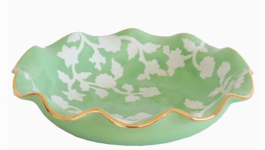 Chinoiserie Dreams Scalloped Bowls with 22K Gold Accent