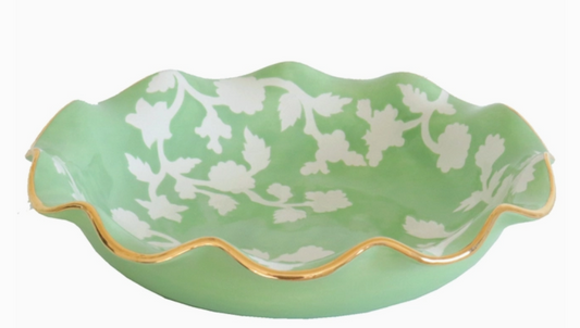 Chinoiserie Dreams Scalloped Bowls with 22K Gold Accent