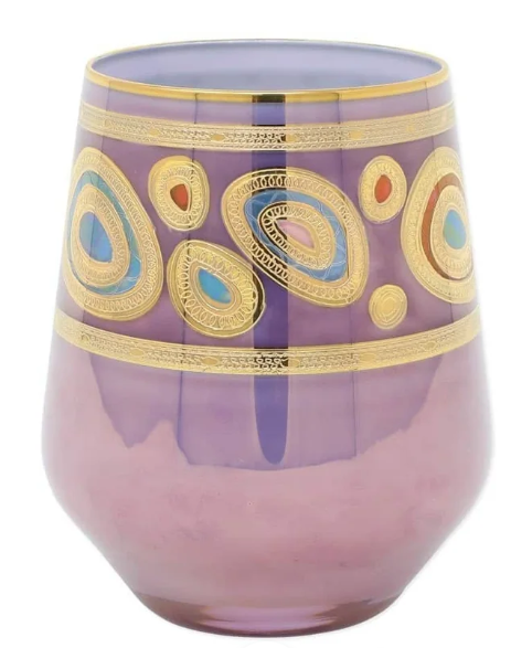 VIETRI REGALIA  STEMLESS WINE GLASS PURPLE