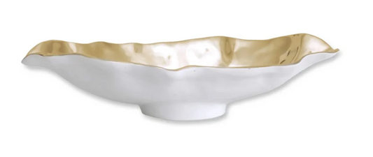 Beatriz Ball THANNI Maia Medium Long Oval Bowl (White and Gold)