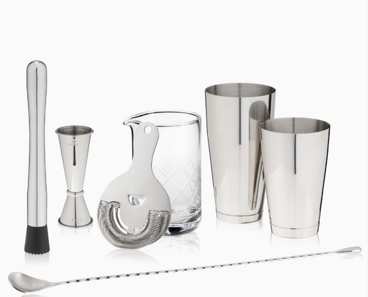 Viski Stainless Steel & Crystal Bar Essentials Set - Set of 7