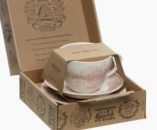 Burleigh Pink Asiatic Pheasants Breakfast Cup 3 Piece Gift Set